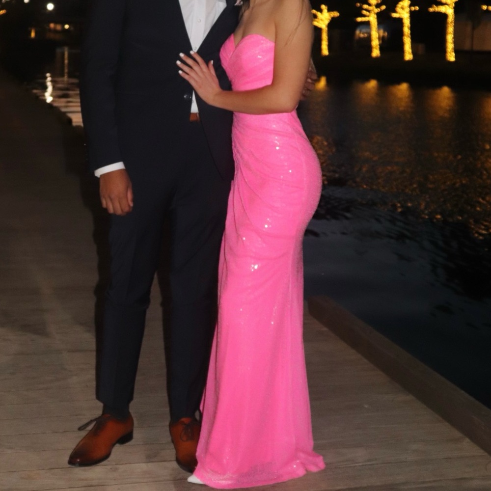 Pink Sequin Prom Dress